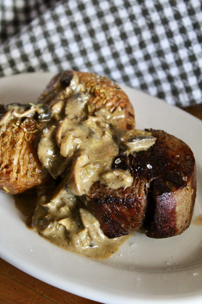 Hereford Prime Fillet, Hasselback Potatoes & Mushroom Sauce | Magills