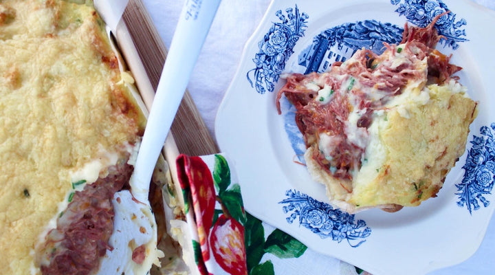 Pulled Corned Beef Potato Top Pie