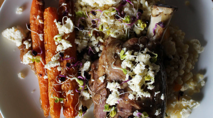 Slow Cooked Lamb Shank with Cous Cous Salad