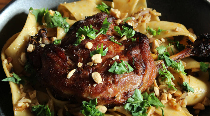 Slow Cooked Duck Leg w/ Spicy Youpo Noodles