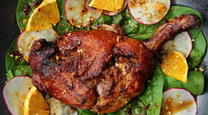 Slow Cooked Five Spice Duck Leg Salad