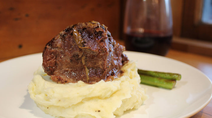 Slow Cooked Beef Cheeks with Creamy Mash & Broccolini