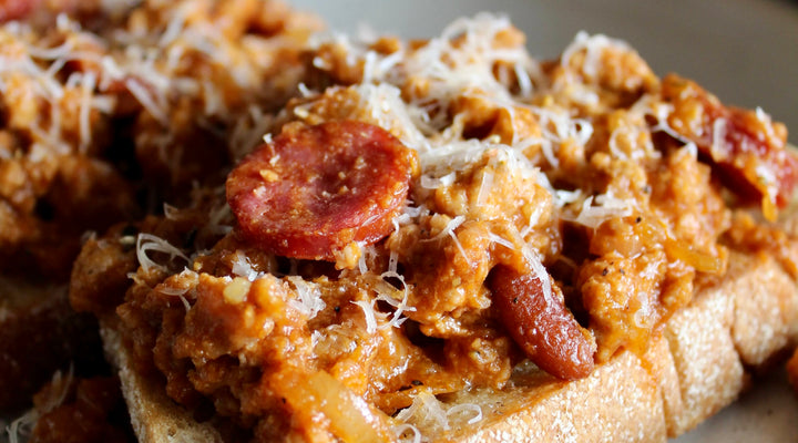 Smokey Pork, Chorizo & Beans on Toast