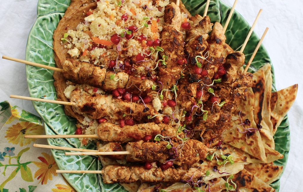 Harissa Chicken Kebabs & Couscous Salad with Date Puree Magills