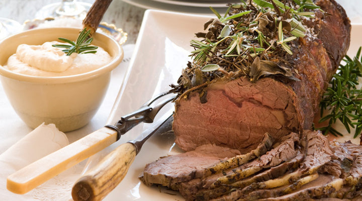 Herbed Roast Scotch Fillet with Homemade Horseradish Cream