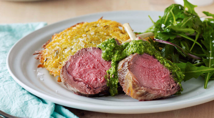 Lamb Cutlets with Potato Rosti & Fresh Herb Pistou