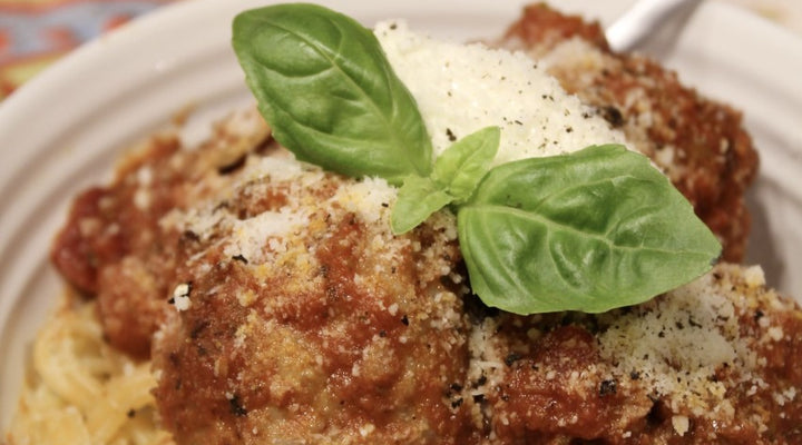 Pork, Apple, Sage & Rosemary Meatballs & Spaghetti