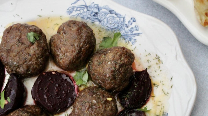 Lamb Meatballs w/ Fiona’s Roast Beets & Creamy Herb Dressing