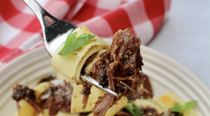 Slow Cooked Beef Rib Pappardelle w/ Marrow